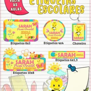 Etiqueta Escolar Jardim Menina - Arquivo Digital 15 Etiqueta Escolar Jardim Menina - Arquivo Digital