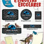 Etiqueta Escolar Jurassic Park - Arquivo Digital 7 Etiqueta Escolar Jurassic Park - Arquivo Digital