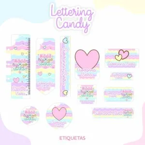 Etiqueta Escolar Lettering Candy- Arquivo Digital 31 Etiqueta Escolar Lettering Candy- Arquivo Digital