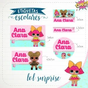 Etiqueta Escolar Lol Surprise - Arquivo Digital 25 Etiqueta Escolar Lol Surprise - Arquivo Digital