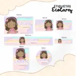 Etiqueta Escolar Menina Negra - Arquivo Digital 4 Etiqueta Escolar Menina Negra - Arquivo Digital