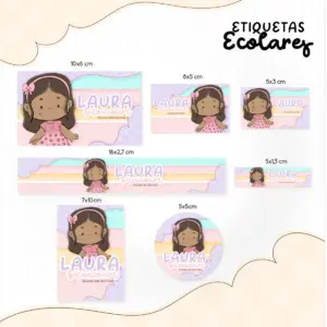 Etiqueta Escolar Menina Negra - Arquivo Digital