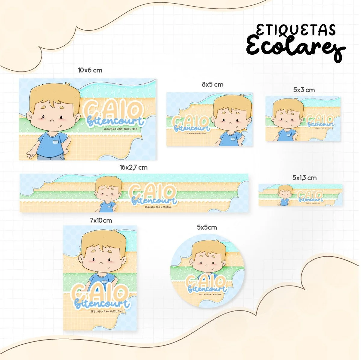 Etiqueta Escolar Menininho Loiro - Arquivo Digital