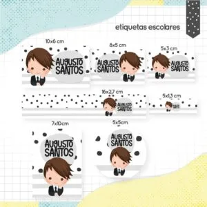Etiqueta Escolar Menino Moreno - Arquivo Digital 17 Etiqueta Escolar Menino Moreno - Arquivo Digital