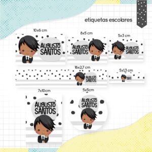 Etiqueta Escolar Menino Negro - Arquivo Digital