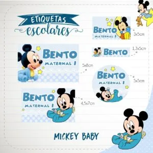 Etiqueta Escolar Mickey Baby - Arquivo Digital 12 Etiqueta Escolar Mickey Baby - Arquivo Digital
