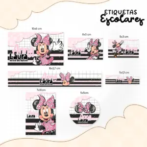 Etiqueta Escolar Minnie Rosa - Arquivo Digital