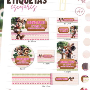 Etiqueta Escolar Minnie Safari em PNG e PDF 13 etiqueta escolar minnie safari arquivo digital