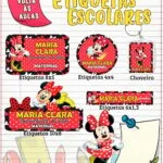 Etiqueta Escolar Minnie Vermelha - Arquivo Digital 12 Etiqueta Escolar Minnie Vermelha - Arquivo Digital