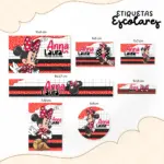 Etiqueta Escolar Minnie Vermelha - Arquivo Digital 5 Etiqueta Escolar Minnie Vermelha - Arquivo Digital