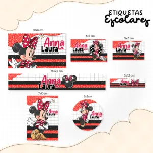 Etiqueta Escolar Minnie Vermelha - Arquivo Digital