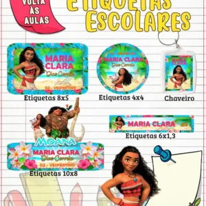 Etiqueta Escolar Moana Adulta - Arquivo Digital