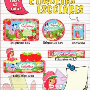 Etiqueta Escolar Moranguinho - Arquivo Digital