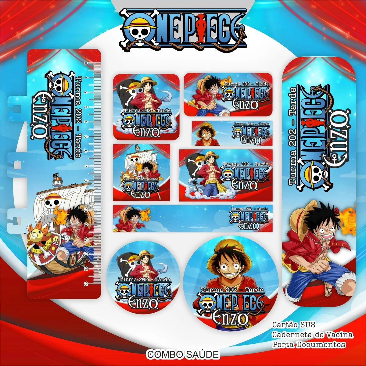 Etiqueta Escolar One Piece - Arquivo Digital 1 Etiqueta Escolar One Piece - Arquivo Digital