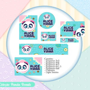 Etiqueta Escolar Panda Donuts em PNG para Personalizar 23 Arquivo De Corte Etiqueta Escolar Panda Donuts