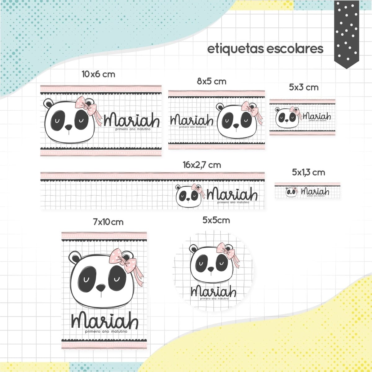 Kit Digital Etiqueta Escolar Panda Menina Editável 1 Kit Digital Etiqueta Escolar Panda Menina Editável