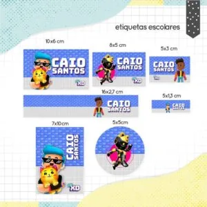 Etiqueta Escolar PKXD Menino - Arquivo Digital 36 Etiqueta Escolar PKXD Menino - Arquivo Digital