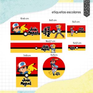 Etiqueta Escolar Pokémon - Arquivo Digital