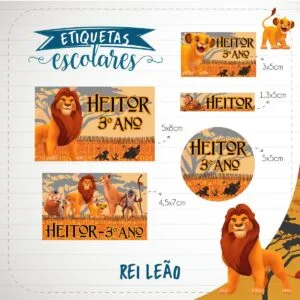 Etiqueta Escolar Rei Leão - Arquivo Digital 6 Etiqueta Escolar Rei Leão - Arquivo Digital