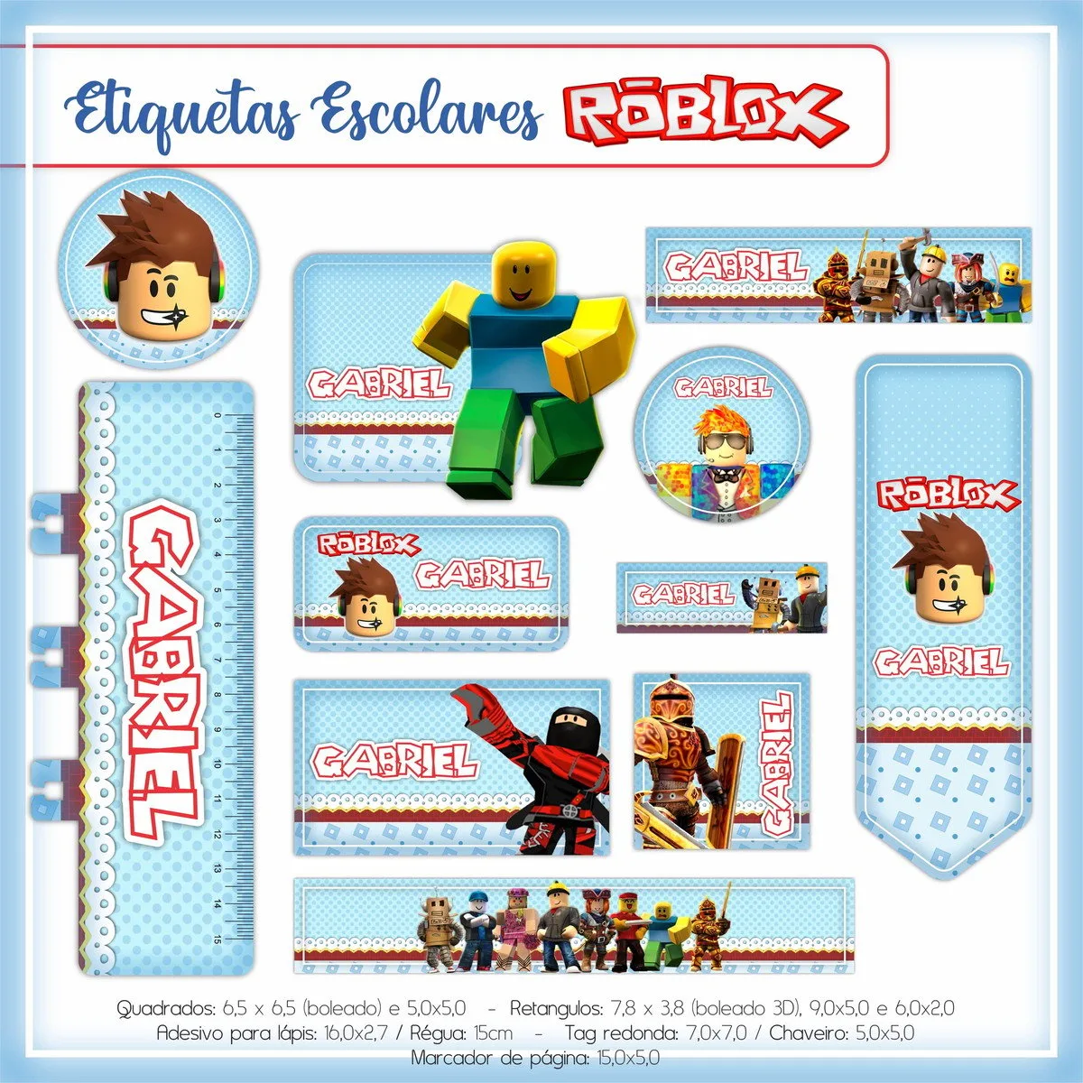 Etiqueta Escolar Roblox - Arquivo Digital