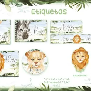 Etiqueta Escolar Safari - Arquivo Digital