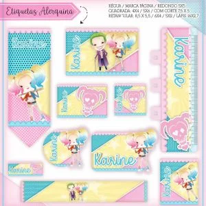 Etiqueta Escolar Tema Alerquina Harley Quinn - Arquivo Digital 23 Etiqueta Escolar Tema Alerquina Harley Quinn - Arquivo Digital