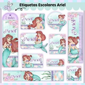 Etiqueta Escolar Tema Ariel - Arquivo Digital 20 Etiqueta Escolar Tema Ariel - Arquivo Digital