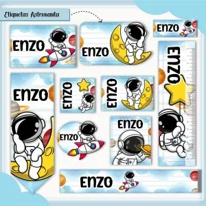 Etiqueta Escolar Tema Astronauta - Arquivo Digital 8 Etiqueta Escolar Tema Astronauta - Arquivo Digital