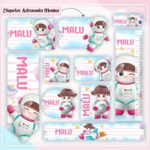 Etiqueta Escolar Tema Astronauta Menina - Arquivo Digital 7 Etiqueta Escolar Tema Astronauta Menina - Arquivo Digital