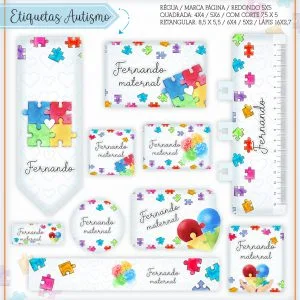 Etiqueta Escolar Tema Autismo - Arquivo Digital 14 Etiqueta Escolar Tema Autismo - Arquivo Digital