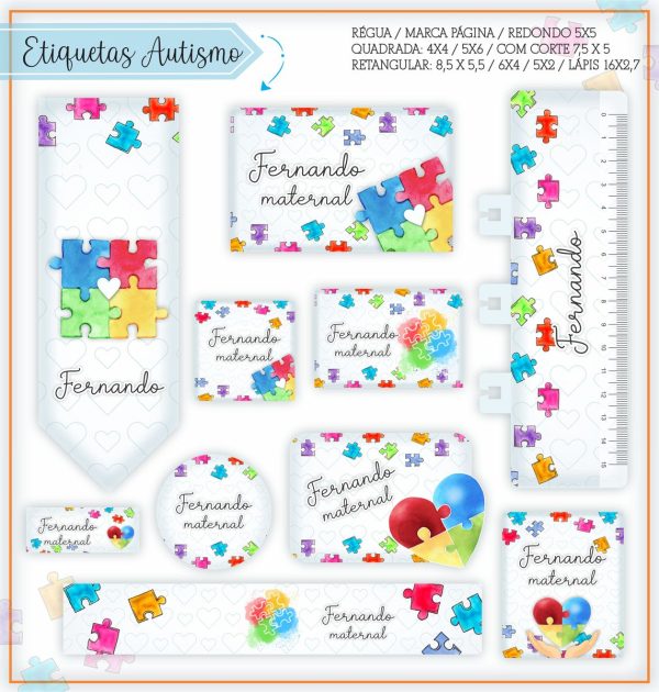 Etiqueta Escolar Tema Autismo - Arquivo Digital