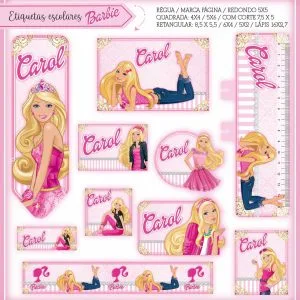Etiqueta Escolar Tema Barbie - Arquivo Digital