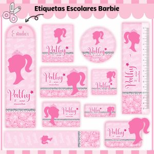 Etiqueta Escolar Tema Barbie V2 - Arquivo Digital