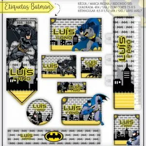 Etiqueta Escolar Tema Batman - Arquivo Digital 26 Etiqueta Escolar Tema Batman - Arquivo Digital
