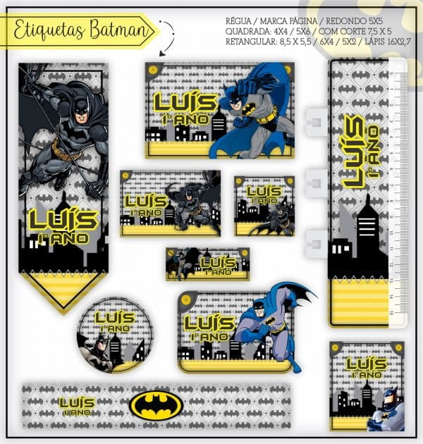 Etiqueta Escolar Tema Batman - Arquivo Digital