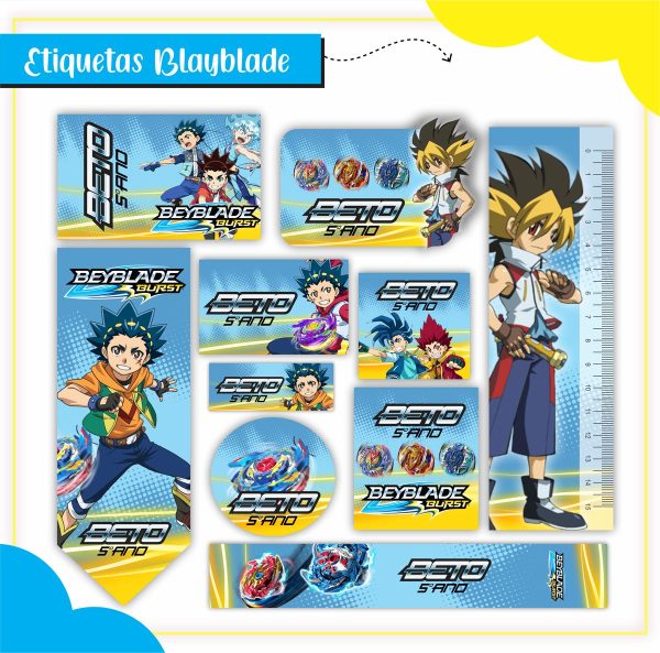 Etiqueta Escolar Tema Beyblade - Arquivo Digital