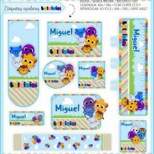 Etiqueta Escolar Tema Bolofofos - Arquivo Digital