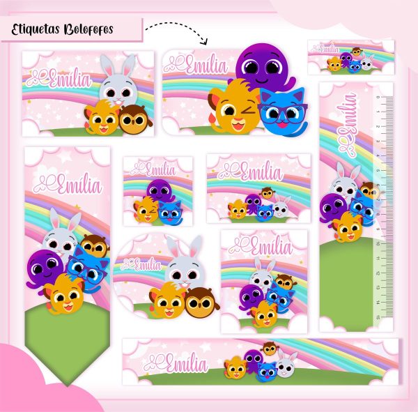 Etiqueta Escolar Tema Bolofofos Menina - Arquivo Digital