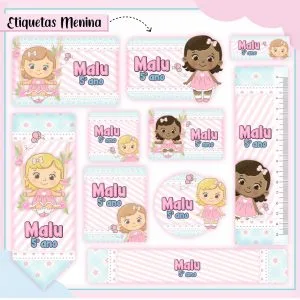 Etiqueta Escolar Tema Bonequinha - Arquivo Digital