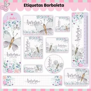 Etiqueta Escolar Tema Borboletas V3 - Arquivo Digital 5 Etiqueta Escolar Tema Borboletas V3 - Arquivo Digital