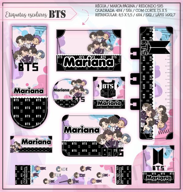 Etiqueta Escolar Tema BTS - Arquivo Digital