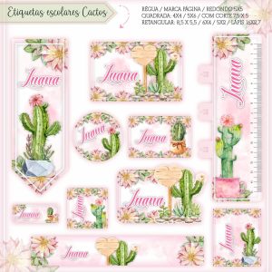 Etiqueta Escolar Tema Cactos - Arquivo Digital