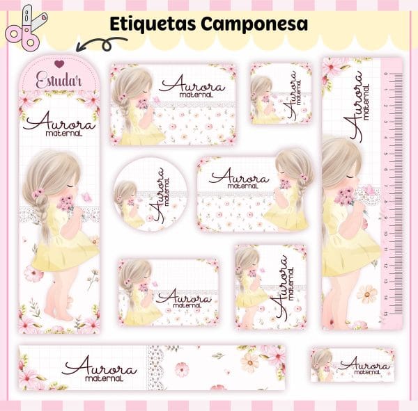Etiqueta Escolar Tema Camponesa - Arquivo Digital