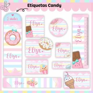 Etiqueta Escolar Tema Candy - Arquivo Digital 15 Etiqueta Escolar Tema Candy - Arquivo Digital