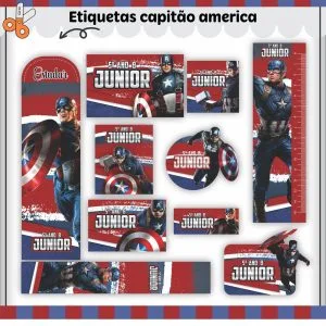 Etiqueta Escolar Tema Capitão América - Arquivo Digital