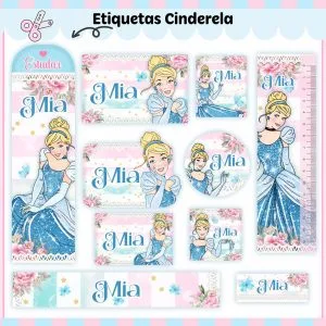 Etiqueta Escolar Tema Cinderela V2 - Arquivo Digital