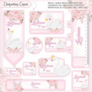 Etiqueta Escolar Tema Cisne - Arquivo Digital