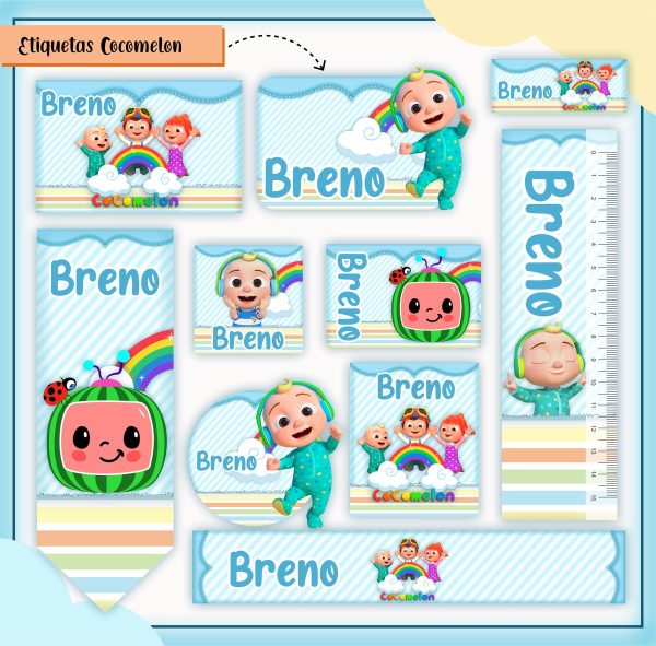 Etiqueta Escolar Tema Cocomelon - Arquivo Digital