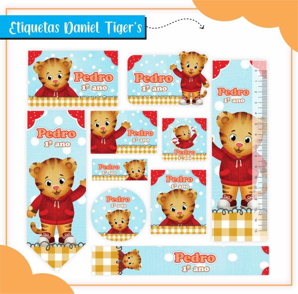 Etiqueta Escolar Tema Daniel Tigers - Arquivo Digital