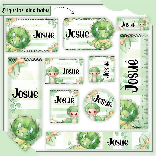 Etiqueta Escolar Tema Dino Baby - Arquivo Digital